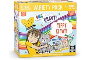 Weruva B.F.F. OMG - Best Feline Friend Oh My Gravy!, Yippy Ki Yay Yellows! Variety Pack, 2.8oz Pouch (Pack of 12)