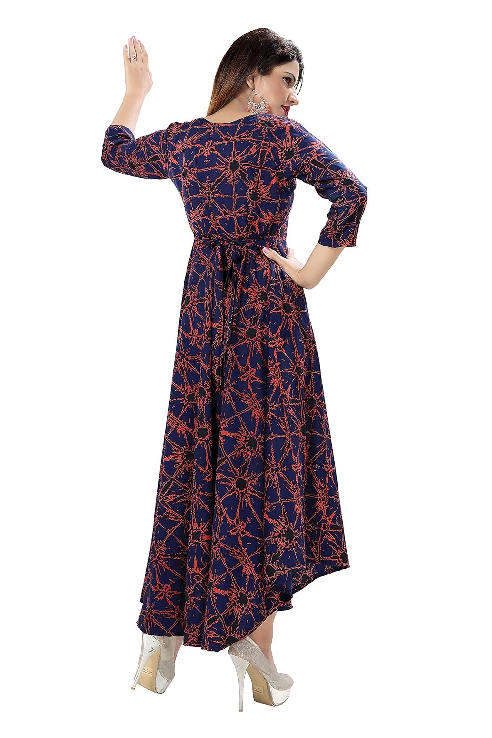 venisa women's rayon printed long length anarkali kurti