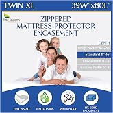 Twin Extra Long (XL) Mattress Protector Zippered Bed Bug Waterproof Encasement Hypoallergenic Premium Quality Cover Protects Against Dust Allergies White