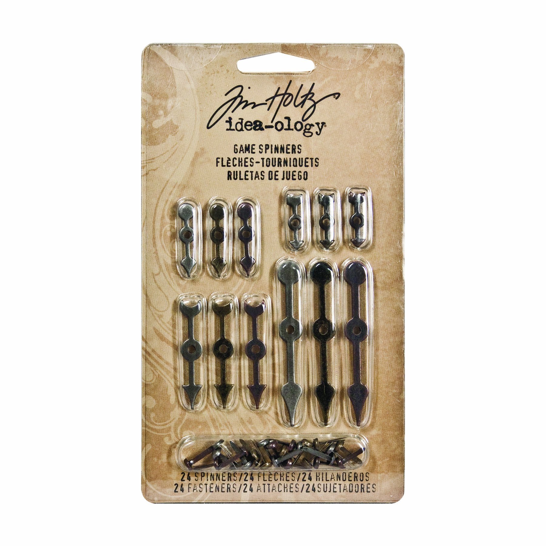 Tim Holtz Idea-Ology Game Spinners with Fasteners 0.75 to 2.25-inch 2, Pack of 4 Antique Nickel/Brass and Copper, Silver, Bronze, Pewter