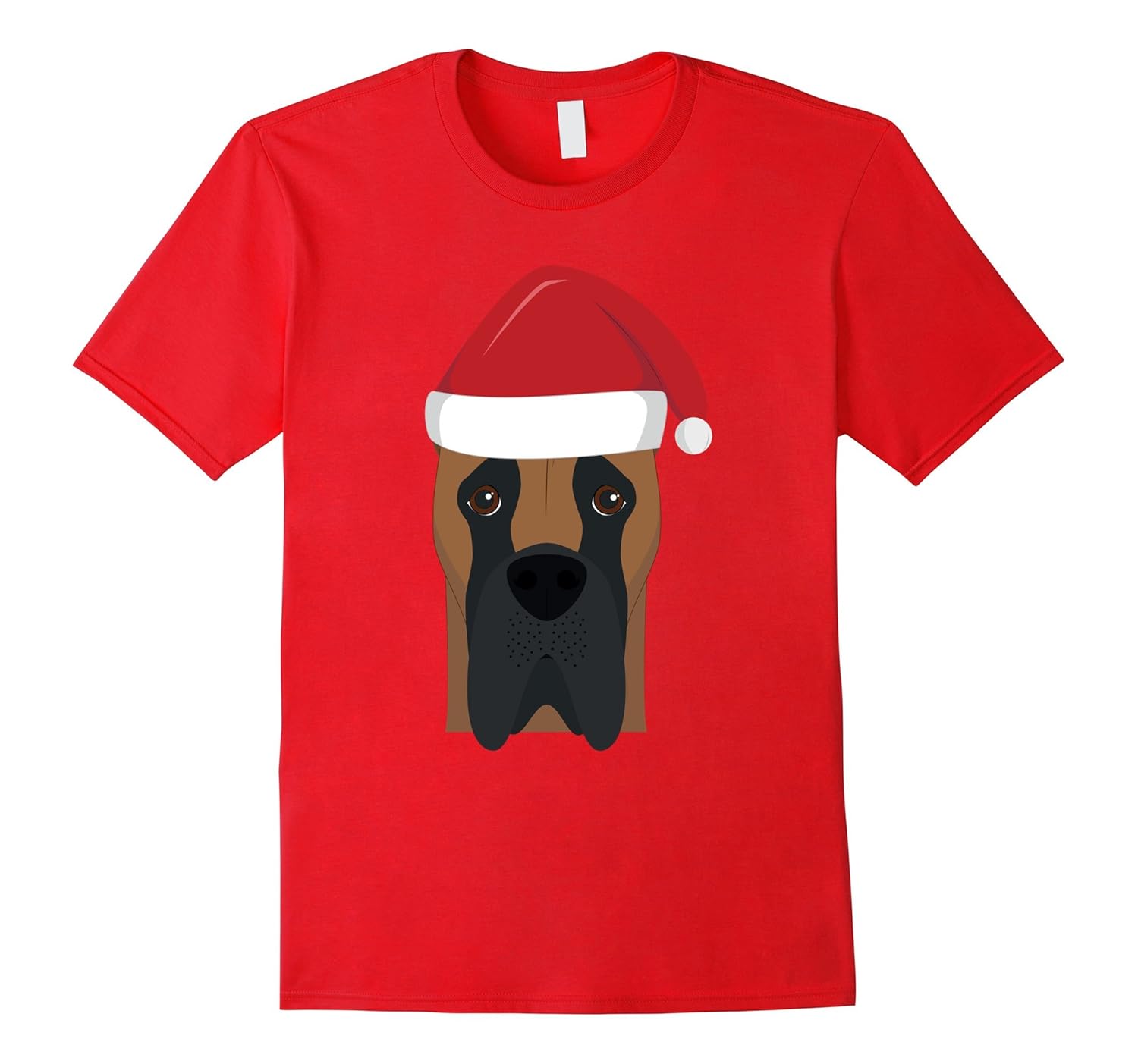 Great Dane Dog With Red Santa's Hat Funny Xmas Tshirt-ANZ