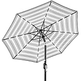 Best Choice Products 10ft Solar Polyester LED Lighted Patio Umbrella w/Tilt Adjustment and UV-Resistant Fabric - Striped Gray