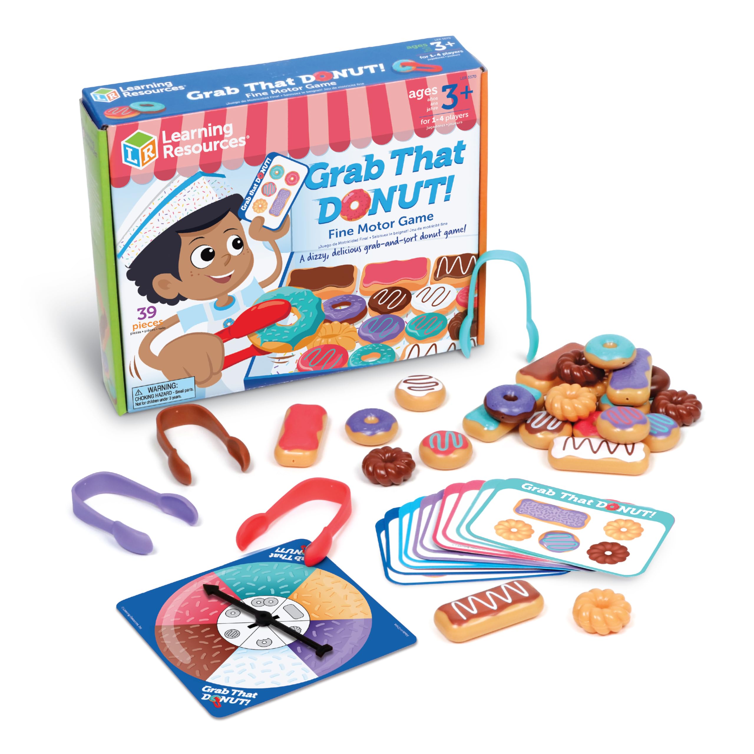 Learning Resources Grab That Donut! Fine Motor Game - Toddler Food Bakery Toys, Board Games, Color Sorting, Gifts for Boys and Girls, Hand Eye Coordination, Preschool Sensory Activities