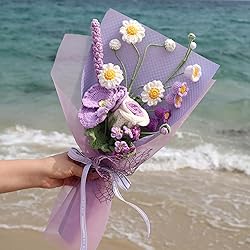 YOOJEE Crochet Purple Ombre Rose Tulip Bouquet