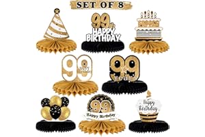 LINGTEER Happy 99th Birthday Table Honeycomb Centerpieces Cheers to 99th Birthday 99 Years Old Party Table Decorations Gift Sign.
