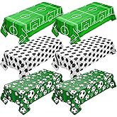 Oudain 6 Packs Soccer Party Decorations Supplies 54" x 108" Soccer Tablecloth, 3 Styles of Disposable Plastic Rectangular Table Covers for Soccer Themed Birthday Party Sports Game Decoration