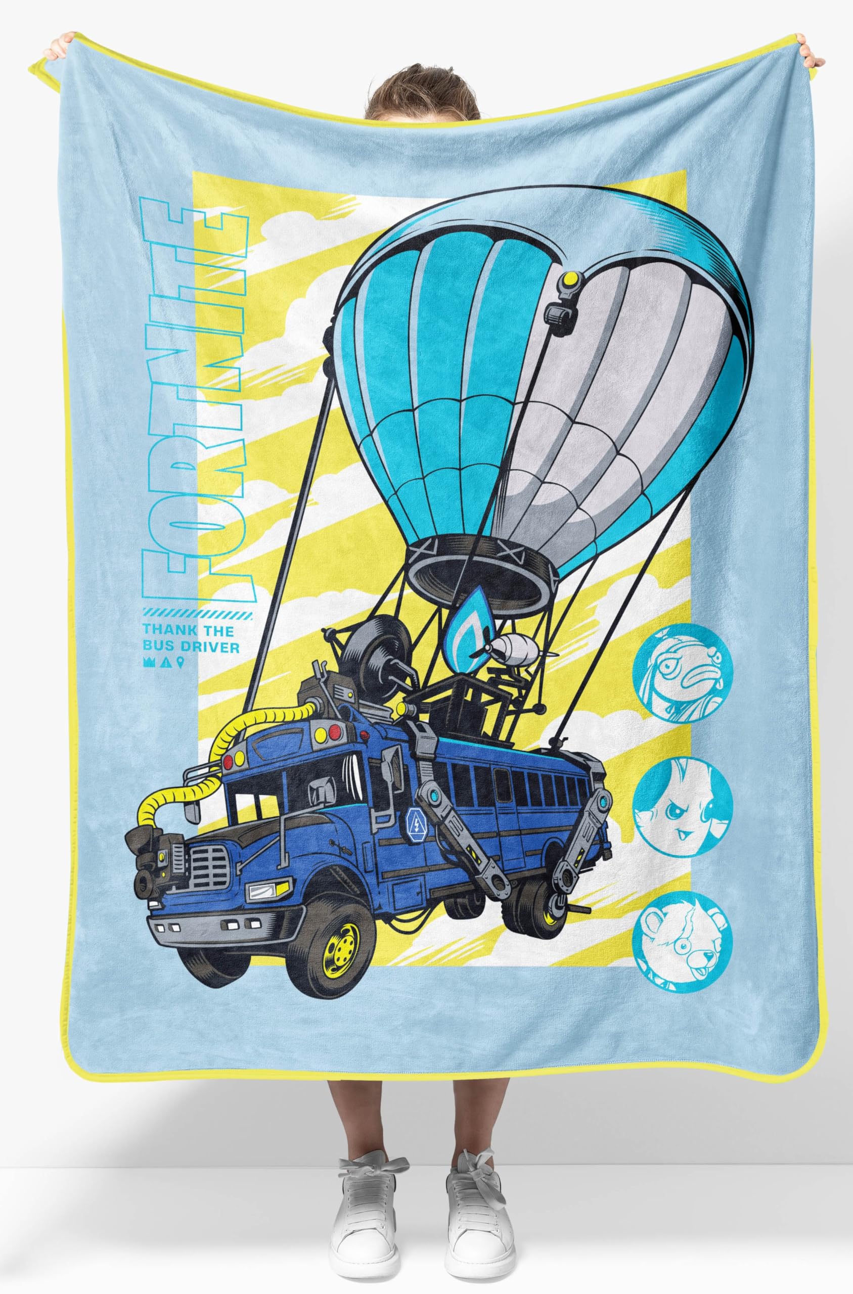 Jay Franco Kids Plush Throw Blanket – Soft & Cozy Fleece Throw for Bedroom & Couch Décor, Official Licensed Product, Blue - Fortnite, 40x50 - Travel Blanket