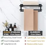 SAYAYO 16-Inch Black Towel Rail SUS304 Stainless Steel Double Bar Bathroom Rack view 3