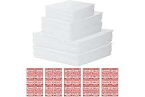 AOBOPLE 100 Pack Foam Pouches,3 Sizes Cushion Foam Pouch with 12x12 Inch Foam Wrap Sheets for Moving, Packing, Transportation and Storage, Moving Supplies Incidental Fragile Labels