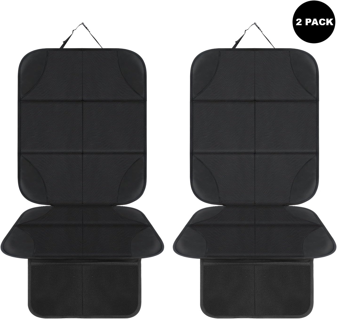 AOAFUN 2 Pack Car Seat Protector,Protects Car Upholstery from Child Seats, Offers Thick Protection for Child & Baby Cars Seats,Non-Slip Backing - Mesh Pockets - Easy Cleaning. (Black)