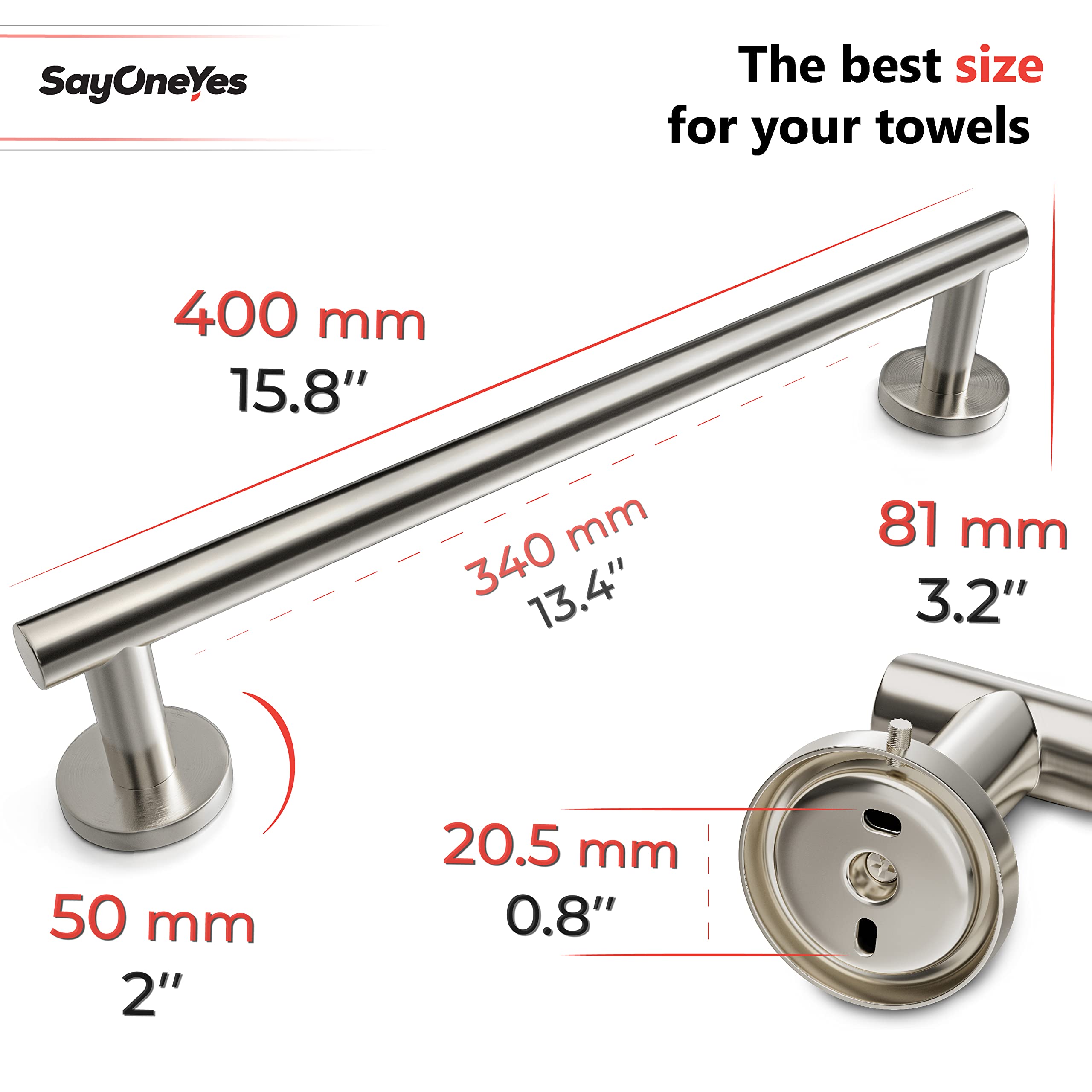 Condition photo showing New/Like New for 18 inch bathroom towel bar brushed nickel – sus304 stainless steel wall mounted towel rod, rustproof