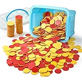 stochastic box Counters for Kids Math, Plastic Two-Color Counters 800 pcs Red and Yellow Counter,Double Sided Counter Educati
