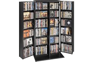 VEVOR Media Storage Cabinet, 6-Tier DVD Shelf Organizer, 24.02 x 14.49 x 50 in Multimedia Storage Organizer for CDs, DVDs, Bo