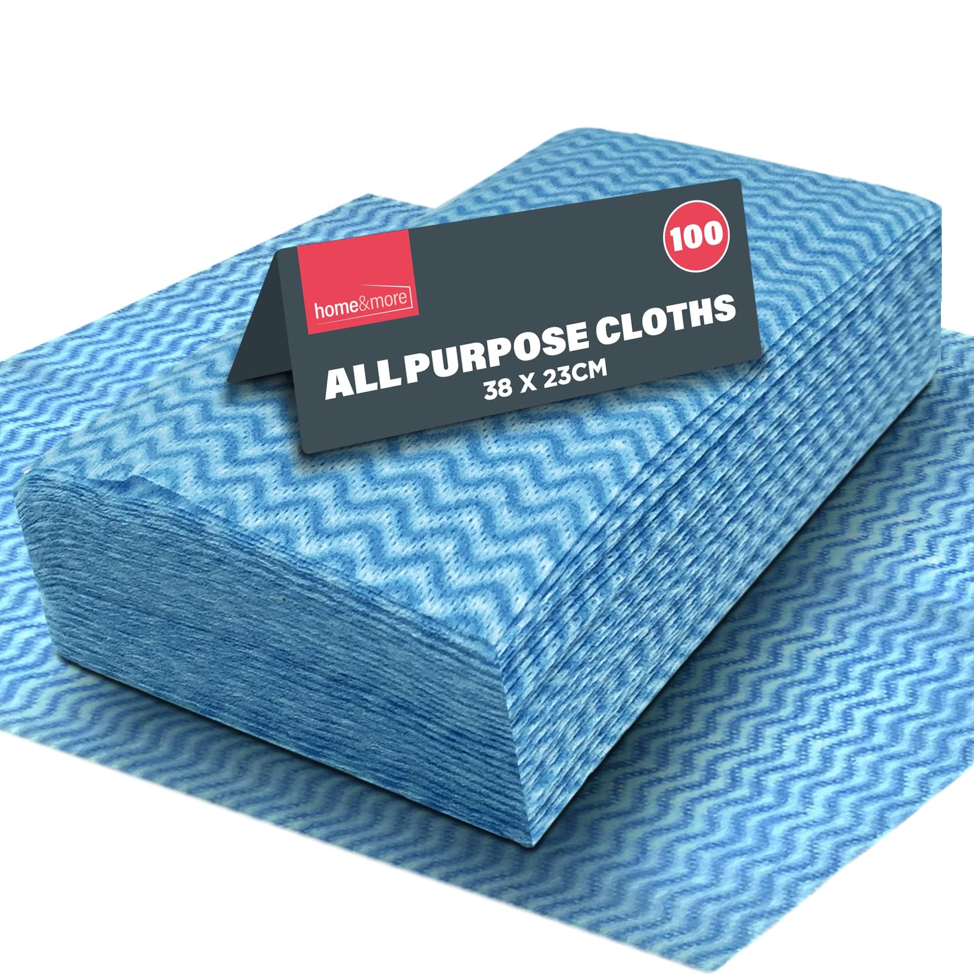 SOL 100pk All Purpose Clothes, 38x23cm Disposable Cleaning J Cloths Blue, Soft, Absorbent, Gentle & Reusable for Household and Professional Cleaning, Ideal for Polishing, Dusting, Washing Dishes