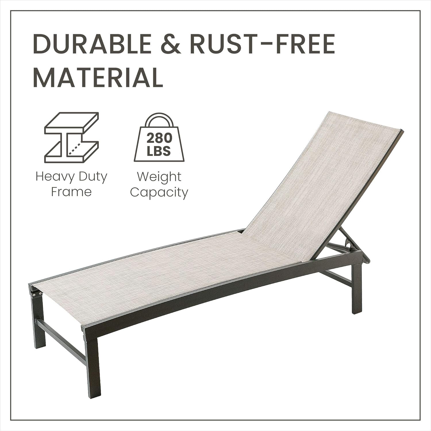 Pellebant Adjustable Patio Chaise Lounge Chair, 5 Positions and Flat Position, Folding Outdoor Recliners for Beach, Pool and Yard, 2 Pcs Set, Earth: Kitchen & Dining