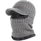 TAGVO Winter Knitted Balaclava Beanie Hat Warm Cycling Ski Mask, Women Windproof Hood, Balaclavas Heavyweight Thermal Fleece
