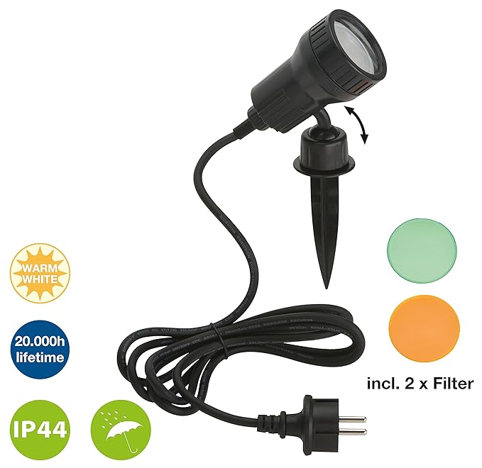 Trango 1-flammig LED Gartenstrahler Teichstrahler Wegbeleuchtung Wandleuchte inkl. LED Leuchtmittel warm-weiß TG3075