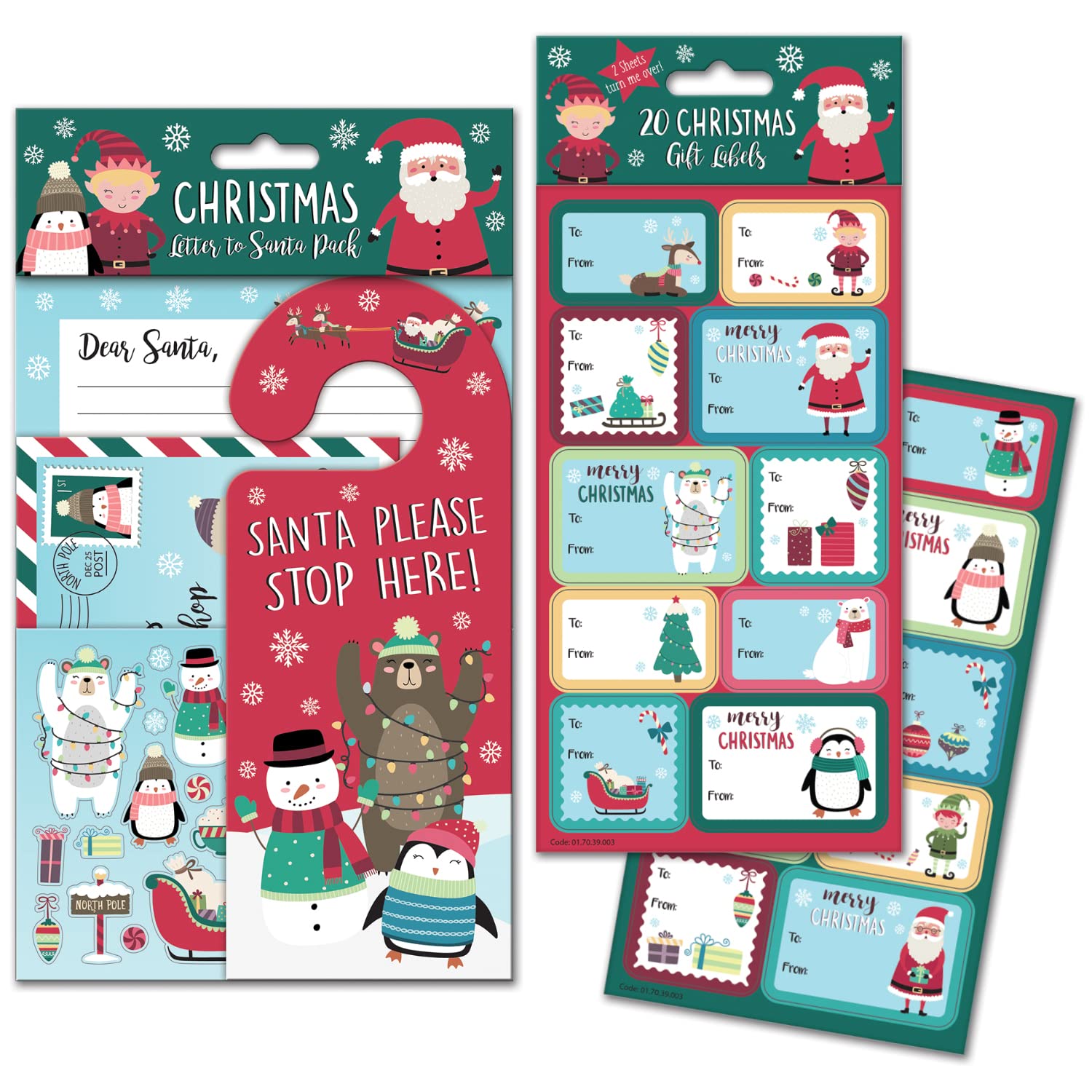 Paper Projects 01.70.24.065 North Pole Letter to Santa and Gift Labels Bundle Pack-Official Licensed Product-Perfect for Christmas, 26cm x 15cm