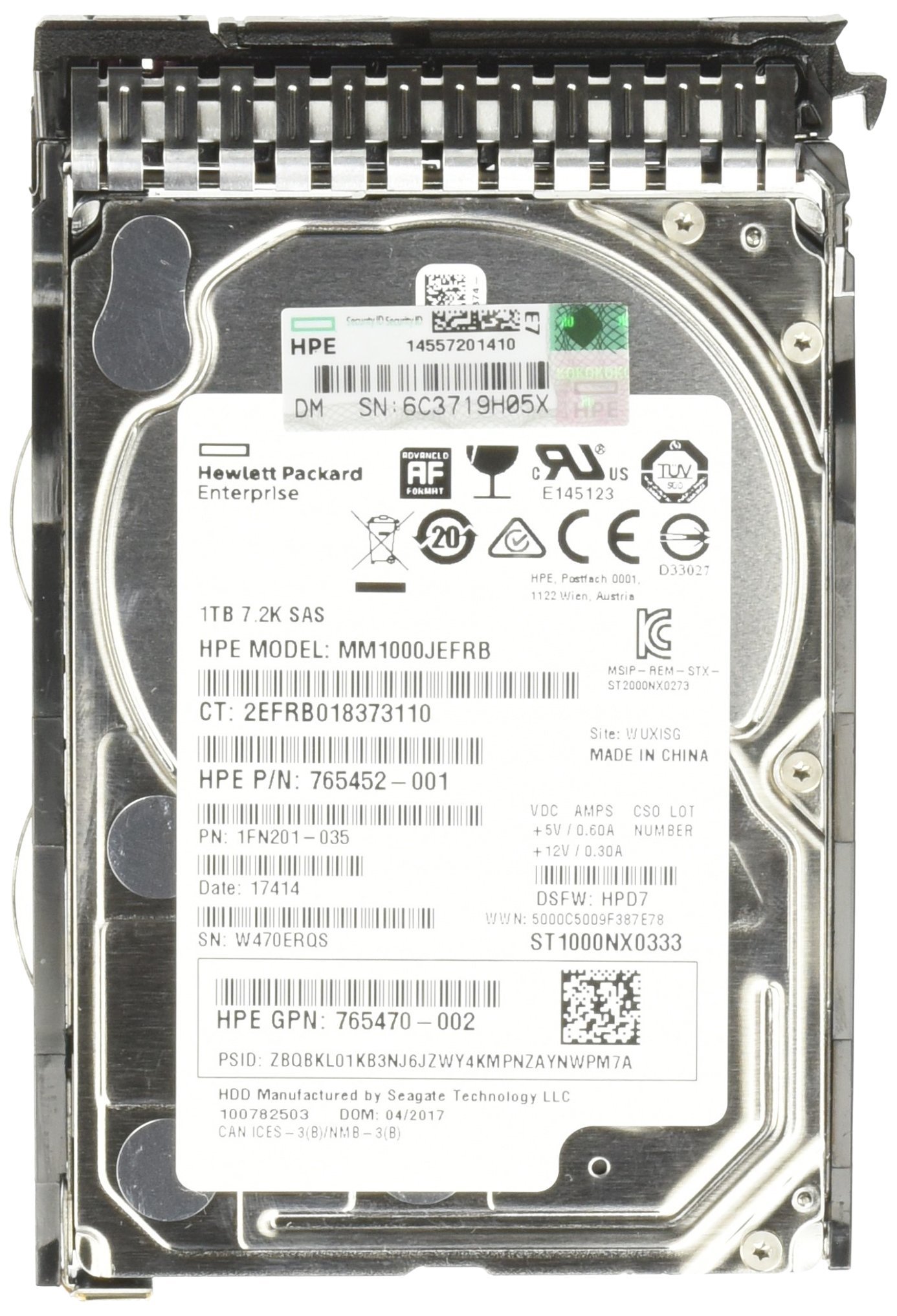 HP 765464-B21 1TB 12G SAS 7.2K 2.5IN 512E
