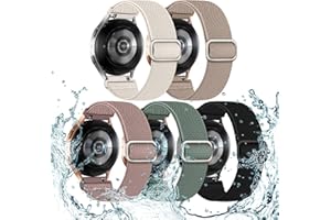 Acextro 5 Pack Stretchy Bands Compatible with Samsung Galaxy Watch 7 6 5 4 FE Band 40mm 44mm 45mm/Watch 6 4 Classic 4 42mm 46mm 43mm 47mm/Active 2, 20mm Water-Resistant Elastic Nylon Sport Strap