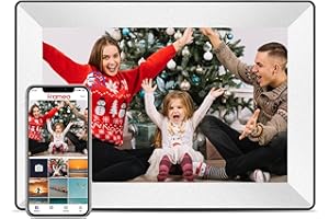 GLUSINE Frameo Digital Picture Frame WiFi 10.1 Inch HD Touchscreen Digital Photo Frame Built-in16GB Storage、Auto-Rotate、Wall Mountable、 Digital Frame Easily Share Photos and Videos Through Frameo App (White)