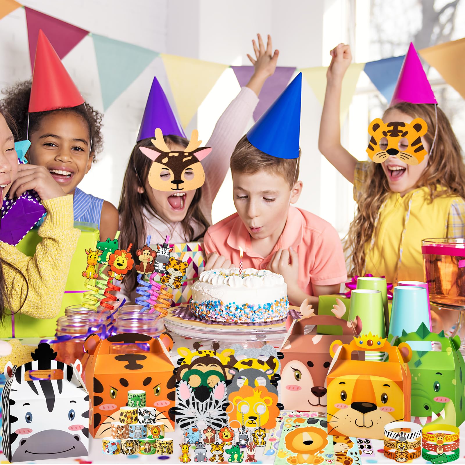 Jungle Safari Party Favors Set Wild Animals Set for Kids Birthday Gifts, Wild Theme Party favors for Kids Birthday Party Baby Shower Goodie Bag Fillers Jungle Safari Party Supplies (Animal)