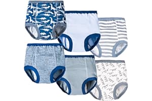 Joyo roy Toddler Training Underwear Boys 5T 100% Cotton Absorbent Padded Potty Training Pants Boys 5T Toddler Underwear 6Pcs Soft Kid Confident Cotton Pee Pants 6Pcs 4T-5T with Potty Sticker Chart