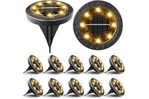 KDORRKU Solar Powered Ground lights 12 Pack,Waterproof LED Solar Lights Outdoor Solar Disk Lights Decorative,Solar Garden Lights for Landscape Pathway Patio Yard Walkway Path Lawn Driveway Lighting Warm White