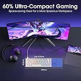 KOORUI 60% Mechanical Gaming Keyboard 69 Keys Blue Switch White Backlit USB C view 5