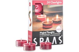 TRIBELLO SPAAS Scented Tea Lights Candles in Clear Cups - Lavender & Chocolate Fragrance | Premium Long Burning Scented Tealight Candles for Spa, Romantic Decor, Meditation, Dinner, and Home Decor | Pack of 24