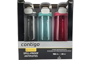 Contigo Autoseal Spill-Proof Water Bottle 24oz, 3 pack (Smoke, Grayed Jade, Sangria)