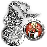 St. Margaret of Antioch Locket Necklace, Patron Saint Confirmation Gift, Italian Charms, Catholic Jewelry