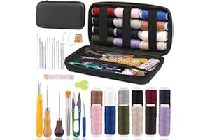 ZLULARY Upholstery Repair Sewing Kit, Heavy Duty Sewing Kit with Leather Sewing Needles, Curved Needles, Upholstery Thread, Sewing Awl, Seam Ripper, Leather Sewing Kit for Tent, Sofa, Canvas, Shoes, Carpet