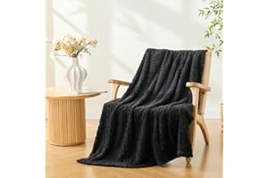 Lotus Karen Throw Blankets for Bed Waffle Black Throw Blanket Cozy Soft Fluffy Fuzzy Fleece Throw Blanket for Couch Lightweig