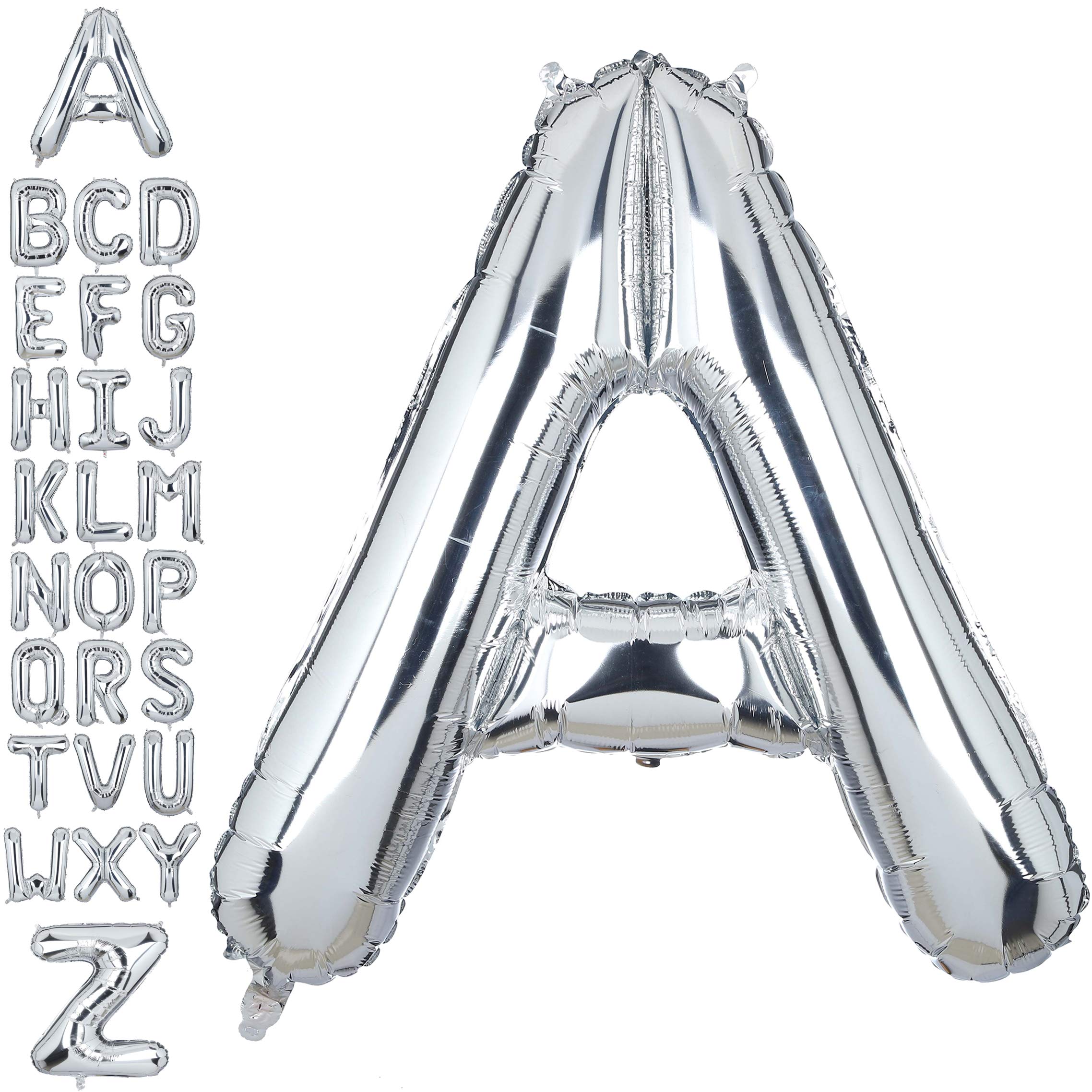 40 Inch Giant Silver Letter A Foil Helium Balloons Big Single Mylar Balloon Birthday Party Decoration Supply Baby Shower (Silver A)