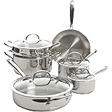 Kenmore Devon Heavy Gauge Stainless Steel Tri-Ply Impact Bonded Induction Cookware Set, 10-Piece