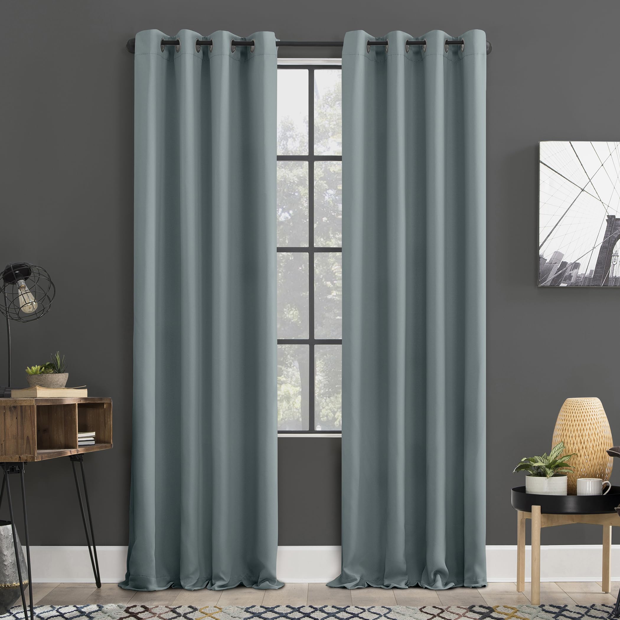 Sun Zero Soho 2-pack Blackout Energy Efficient Grommet Curtain Panel Pair, 54" x 108", Mineral