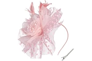 UINTOON Fascinators Hats for Women Tea Party Flower Pearl Feather Wedding Fascinator Hat Derby Hats for Women Girls