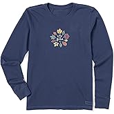 Life is Good Women's Crusher Tee Shirt, Long Sleeve Cotton Graphic T-Shirts, Fall Leaves
