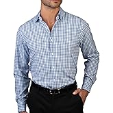 Nautica Slim Fit Long Sleeve Shirts for Men Dress Shirt Wrinkle Free 4-Way Stretch Polyester Cooling Technology