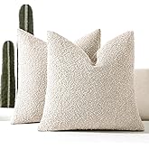 EIHU HOME 18x18 Boucle Throw Pillow Covers, Set of 2, Beige
