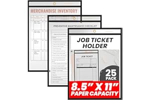 Office Werks Stitched Dry Erase Pocket, Portrait View Heavy Duty Reusable 8.5" X 11" Sleeves, Clear Both Sides with 1 Hole for Attaching to Machinery, File Cabinets and More, Black Trim (Pack of 25)