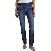 JAG Jeans Women's Petite Peri Mid Rise Straight Leg Pull-on Jeans, Anchor Blue AU315, 2 Petite