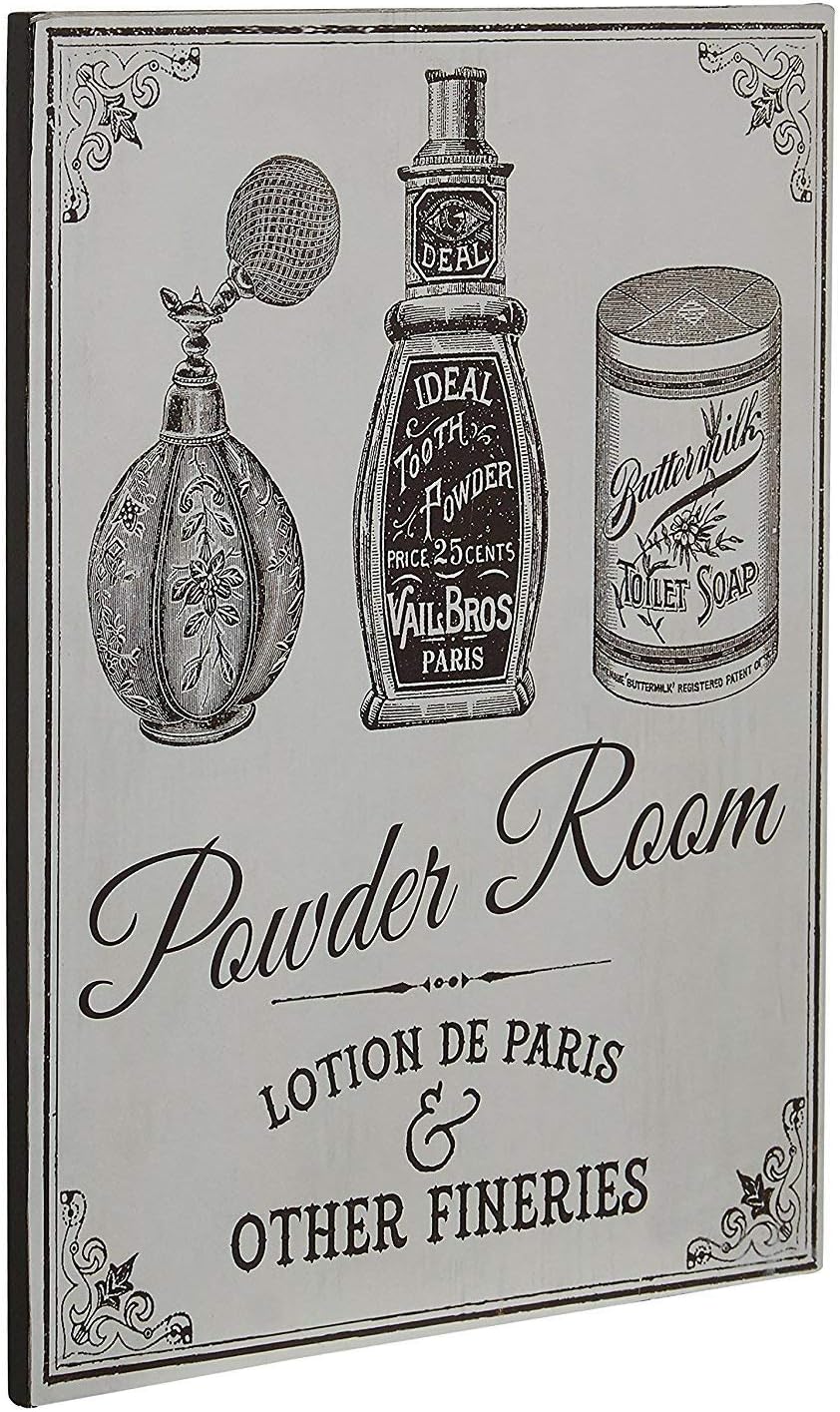 Premier Housewares 2800765 Powder Room Wall Plaque - Grey 1x20x25 cm - Image 3