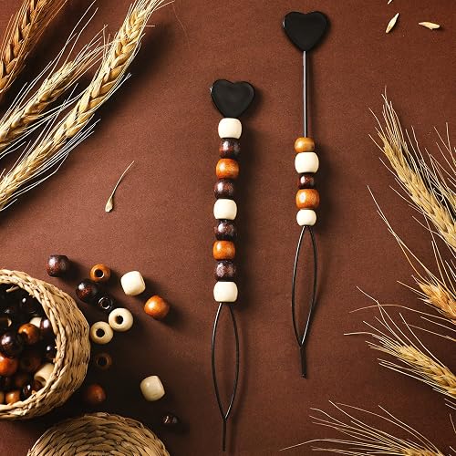 1055 Pcs Wooden Hair Beads Set - 600 Beads, 450 Elastic Bands, 5 Beaders, For Braids & Jewelry Making - View #6