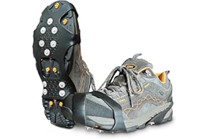 RILOL ice Spikes for Shoes - Walk Traction Ice Cleat Spikes Crampons with 10 Upgraded Firm Nail Spikes - Stretchable Snow Grips for Secure Footwear Traction During Winter Activities