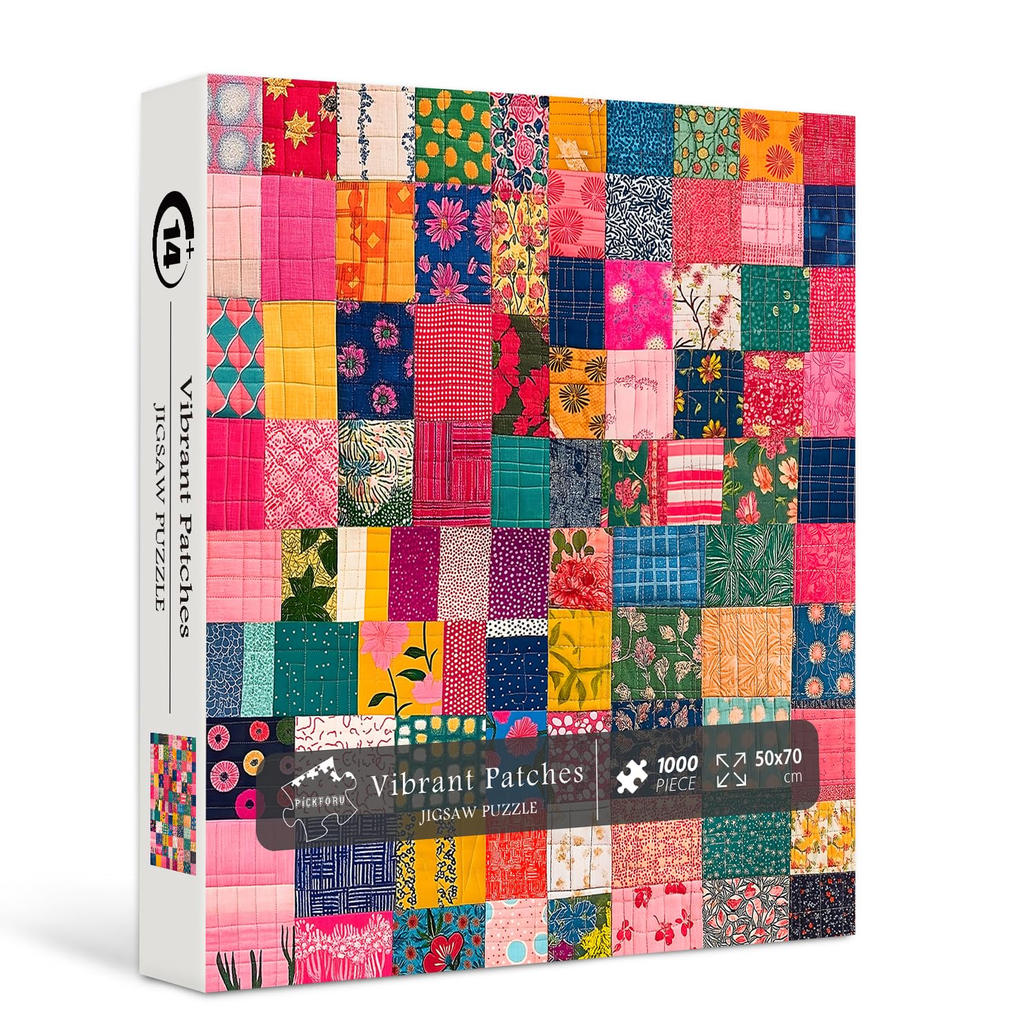 Photo 1 of Sewing Patch 1000 Piece Puzzle for Adults, PICKFORU Vintage Quilt Patchwork Flower Art Puzzles, Impossible Difficult Colorful Theme as Wall Decor