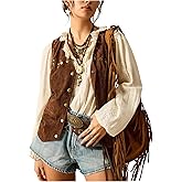 WDIRARA Women's Western Rivet Vests V Neck Button Down Sleeveless Jacket Cowgirl Waistcoat
