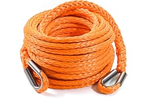 DAYDOOR Winch Rope Extension, 3/8'' x 50ft Synthetic Winch Extension Rope, 26,500 Lbs Winch Extension Line for Off Road Vehicle ATV UTV SUV Jeep(Orange)