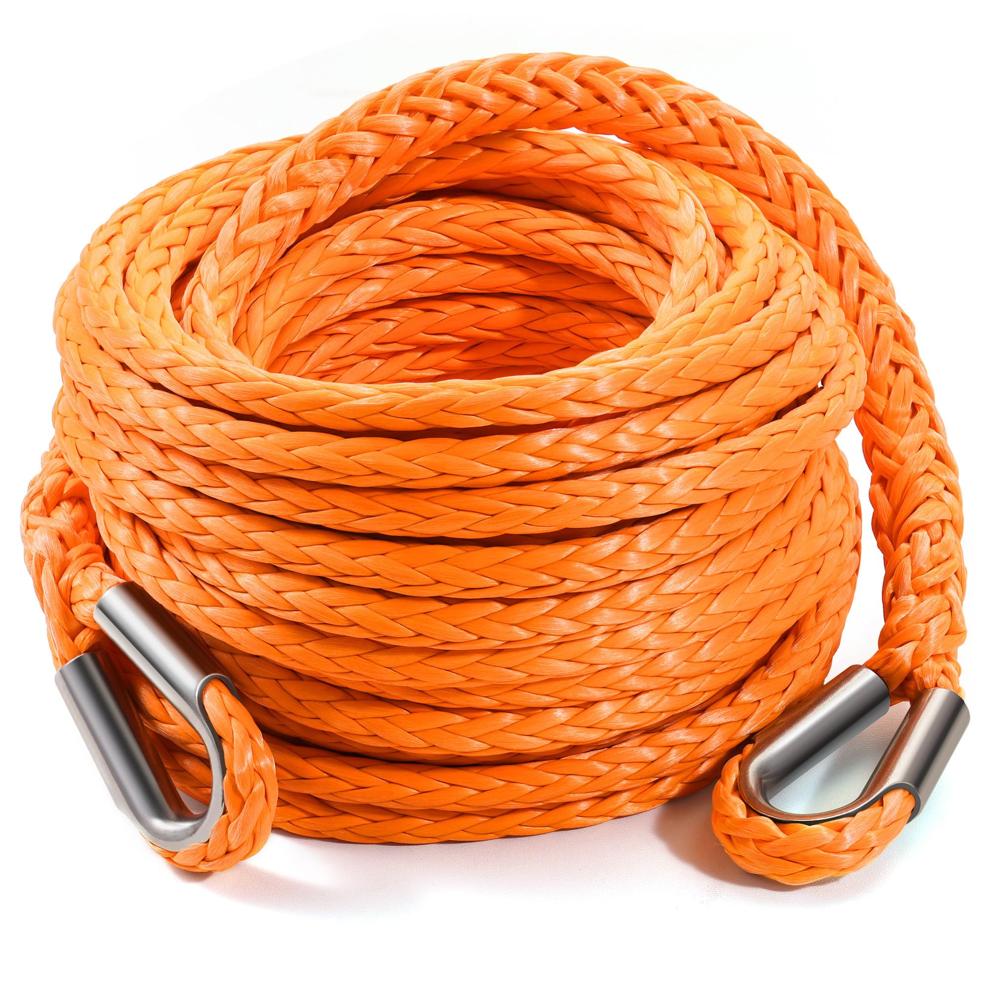 Photo 1 of ***(HEAVILY USED/ MINOR DAMAGE)***DAYDOOR Winch Rope Extension, 3/8'' x 50ft Synthetic Winch Extension Rope, 26,500 Lbs Winch Extension Line for Off Road Vehicle ATV UTV SUV Jeep(Orange)